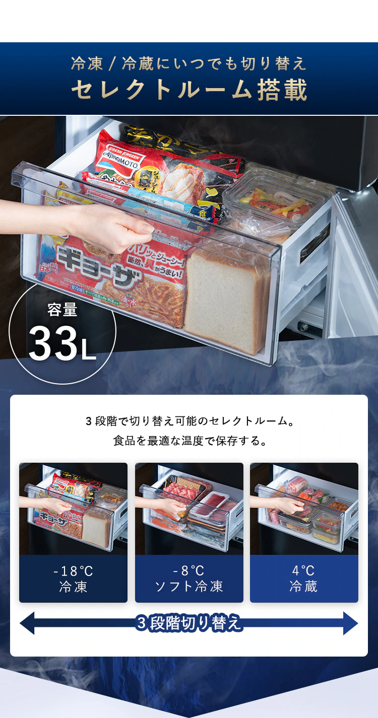 【設置無料】 冷蔵庫 235L 自動霜取り 大容量冷凍室最大123L 大凍量 冷凍/冷蔵切り替えセレクトルーム搭載 1人暮らし 家庭用 幅56.2cm IRSN-HF24A-W ホワイト【代引き不可】5