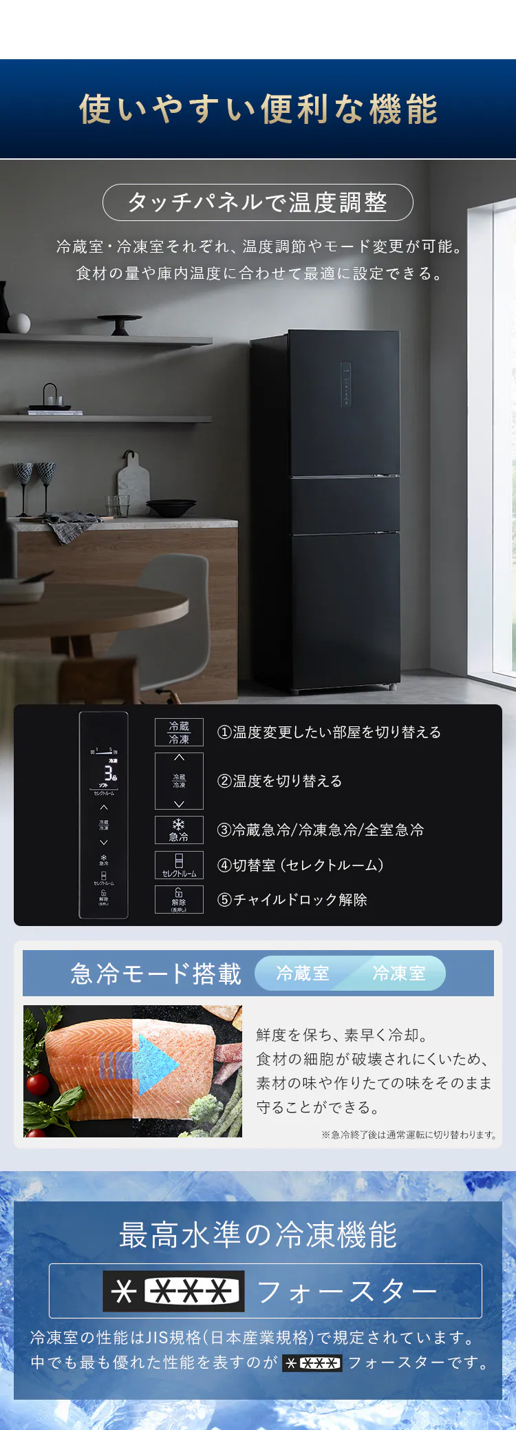 【設置無料】 冷蔵庫 235L 自動霜取り 大容量冷凍室最大123L 大凍量 冷凍/冷蔵切り替えセレクトルーム搭載 1人暮らし 家庭用 幅56.2cm IRSN-HF24A-W ホワイト【代引き不可】9