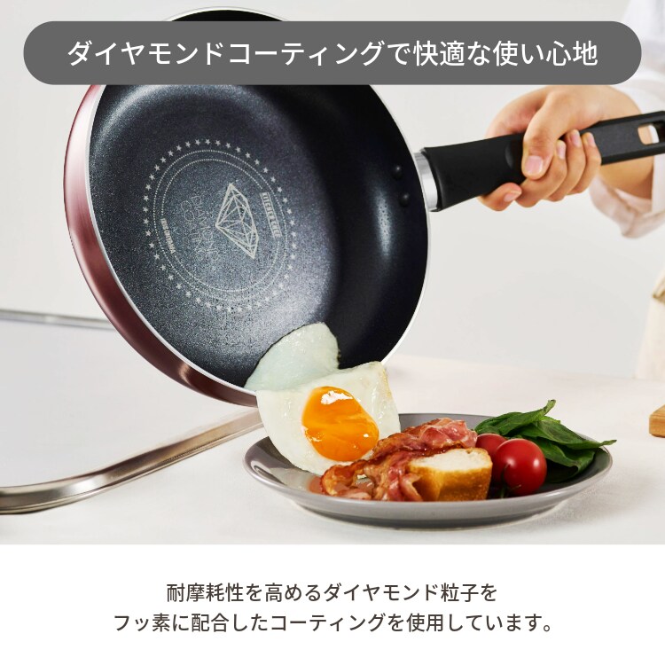 フライパン 26cm ガス火専用 ダイヤモンドコートパン VDG-F26 ブラックメタリック2
