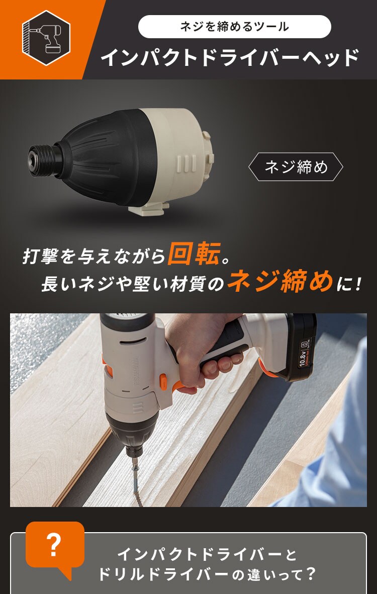 【ヘッド5種コンプリートセット】マルチギア 充電式ドリルドライバー本体＋5点セット 10.8V JM10DRS 7