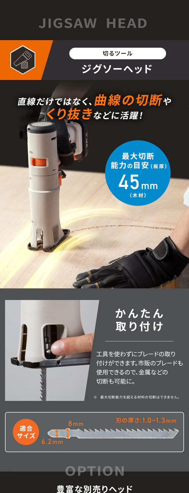 ジグソーヘッド マルチギア 10.8V JM10JG サンドベージュ DIY 組み立て【付け替えヘッド】2