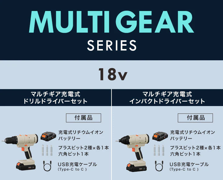 マルチギア 充電式ドリルドライバーセット 18V JM18DRS サンドベージュ9