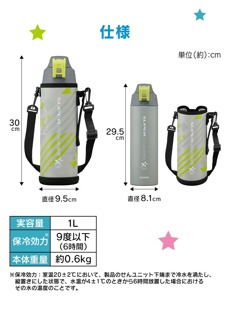 水筒 子供 1リットル 1L ステンレスボトル キッズ 保冷 2段階ロック付き 大容量 スポーツ DBR-1000 ピンク&times;ライトブルー9