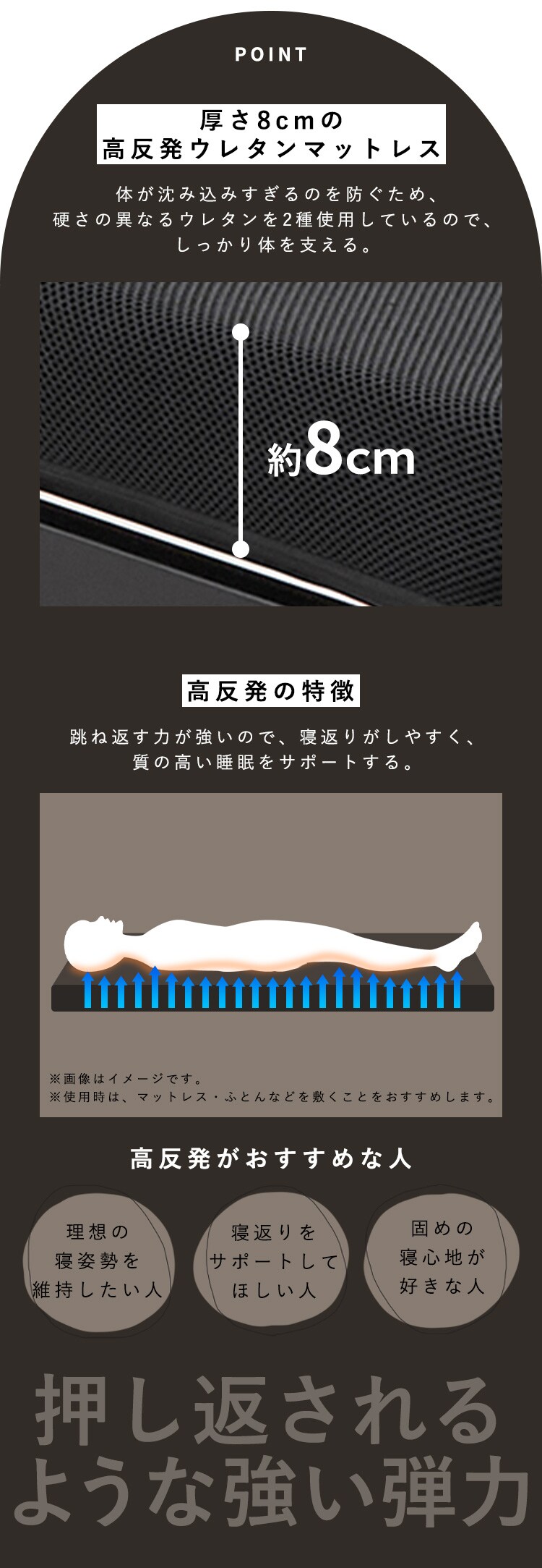 ベッド シングル 折りたたみ 高反発 OTB-KRR ブラック2