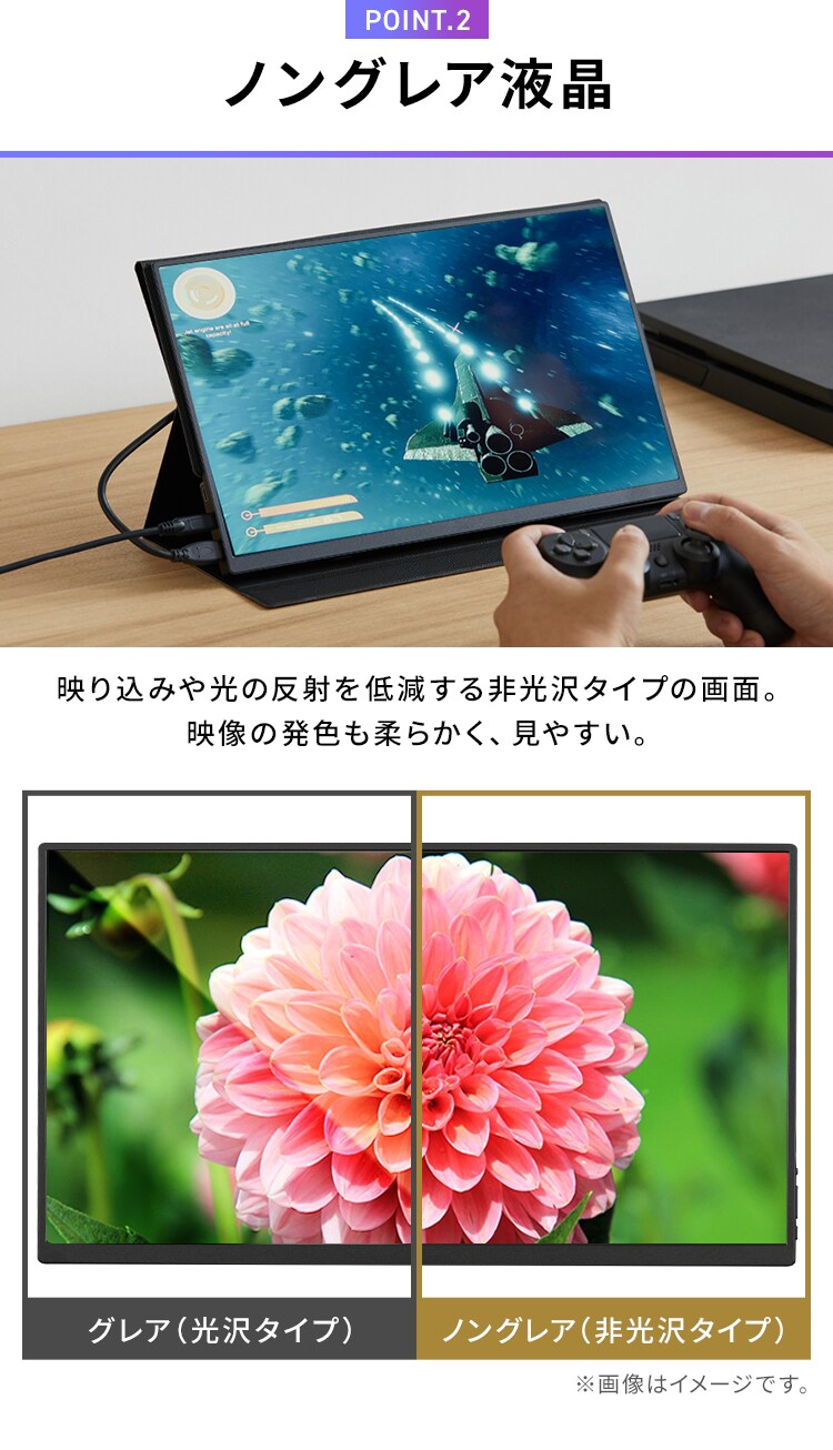 ポータブルモニター 15.6インチ FHD LUCA DP-EF164S-B ブラック2
