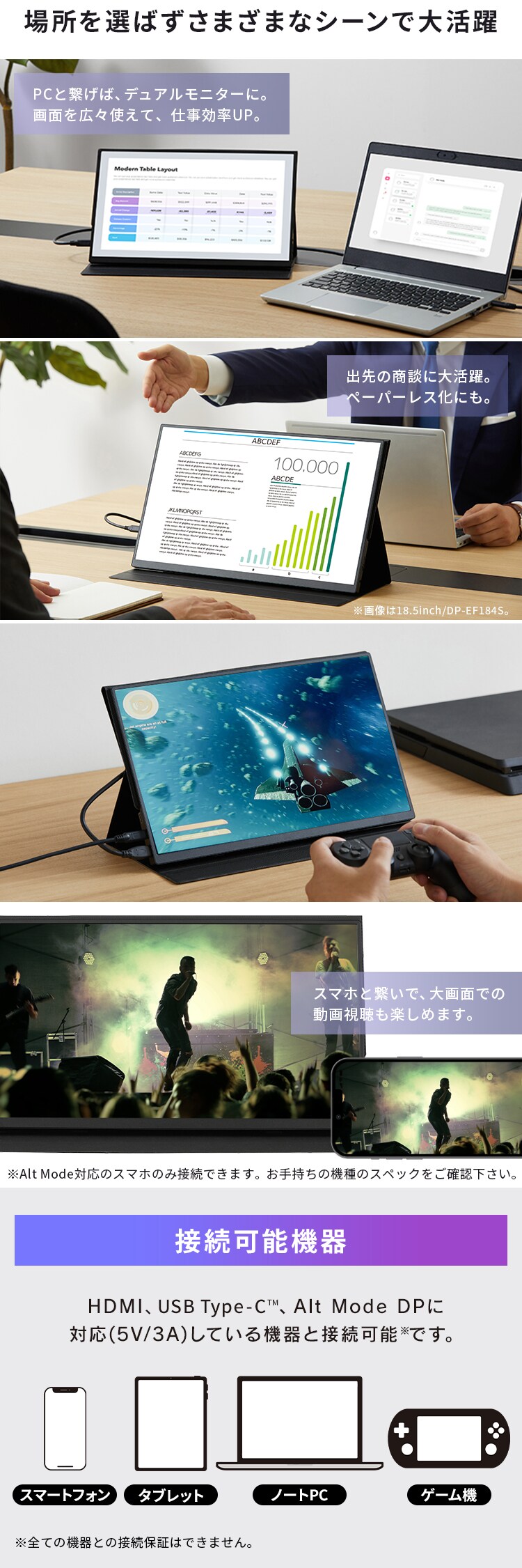 ポータブルモニター 15.6インチ FHD LUCA DP-EF164S-B ブラック4