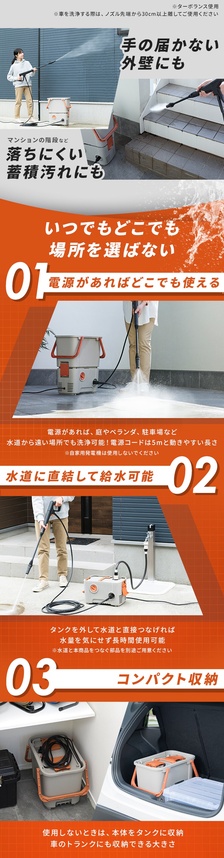 【5%OFF】タンク式高圧洗浄機 SBT-751 洗車 カー洗浄 花粉洗浄 サンドベージュ 4