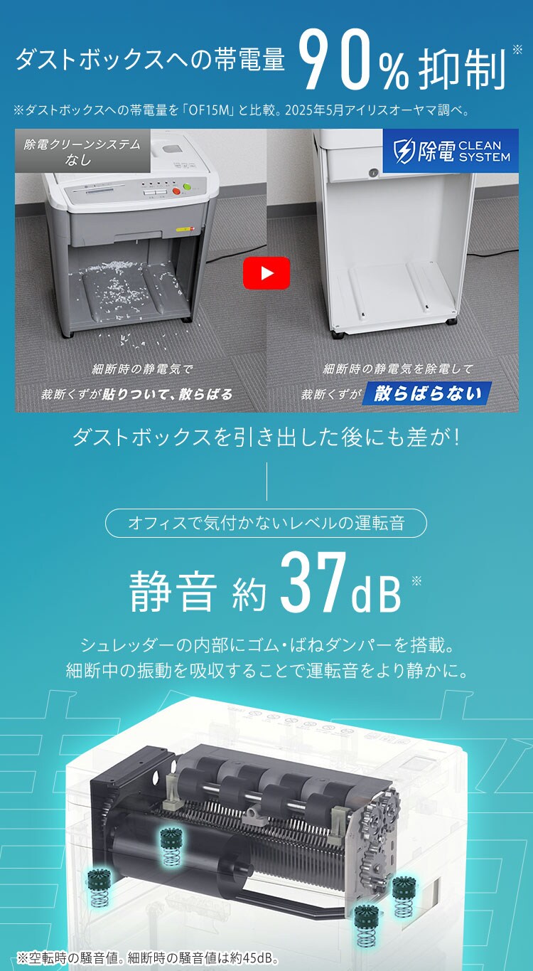 【静音】 オフィスシュレッダー 業務用 28L 除電 クロスカット AFS210C2