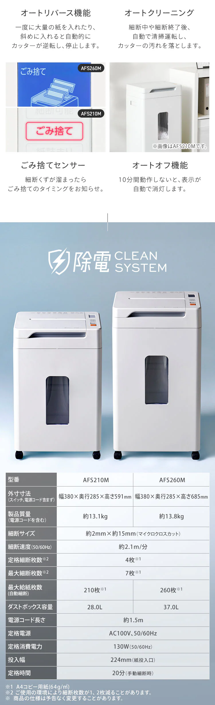 【静音】 オフィスシュレッダー 業務用 28L 除電 マイクロクロスカット AFS210M10