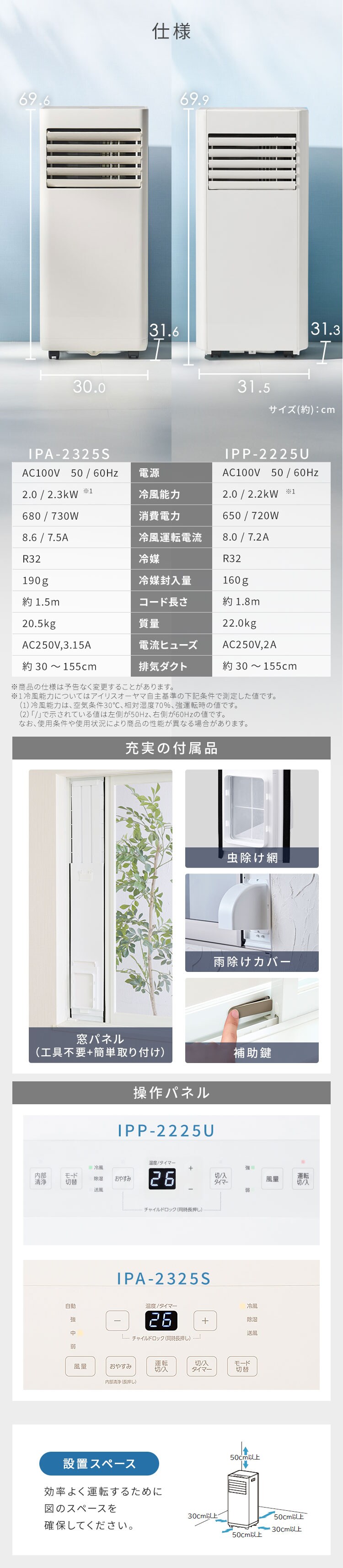 ポータブルクーラー 工事不要 冷風 送風 除湿 2.3kw IPA-2325S アイボリー13