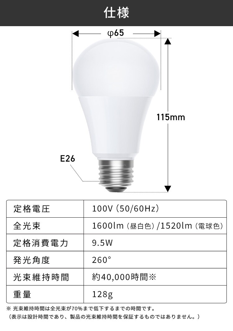 LED電球 E26 全方向 100形相当 電球色 2個セット LDA10L-G/W-10T92P 4