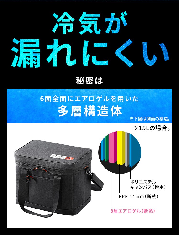 HUGEL エアロゲルソフトクーラーボックス 15L AGSC-15C チャコールグレー3