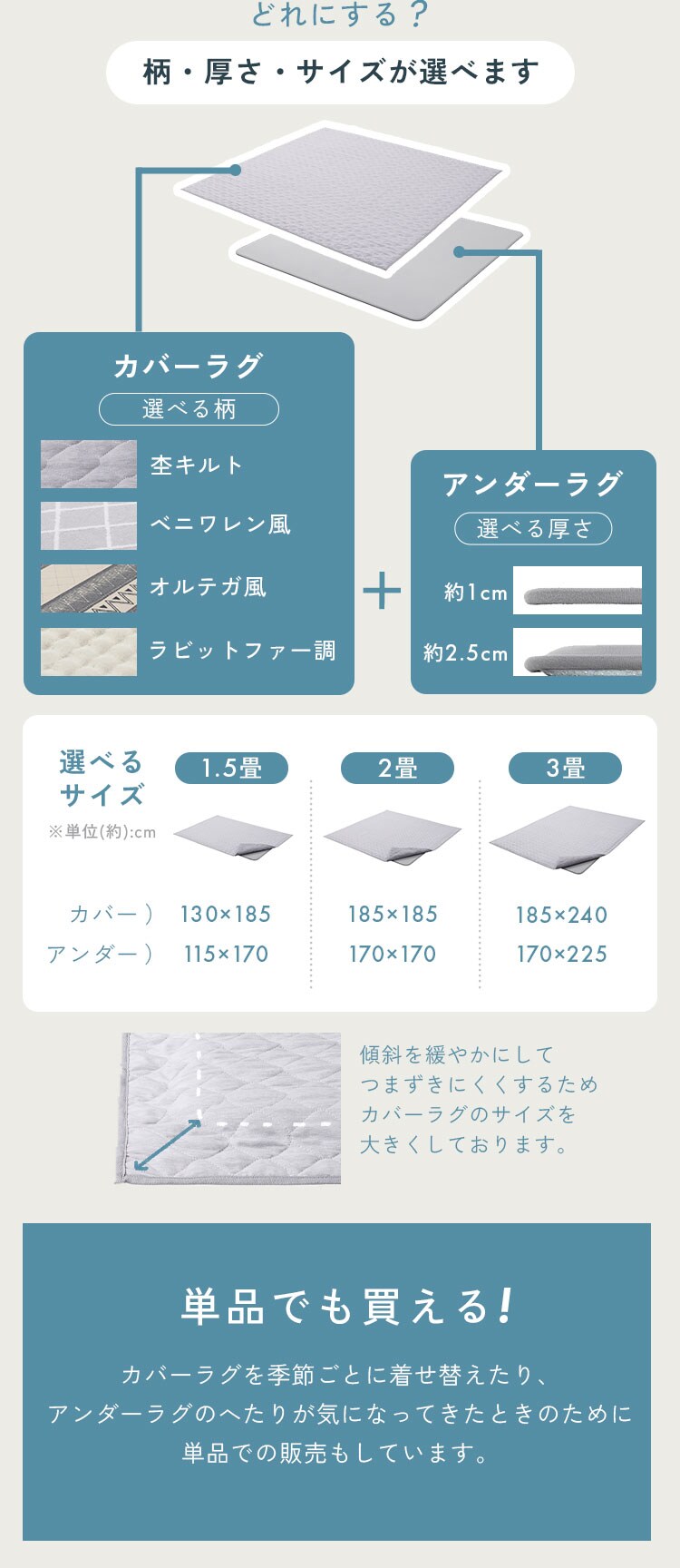 ラグ クッションラグ はがして洗えるラグ 春夏秋冬使えるラグ ベニワレン風柄 185cm&times;185cm 2畳 厚さ1cm ハガッシュ Hagash グレー/グレージュ HAGCB/HAGU10-13186