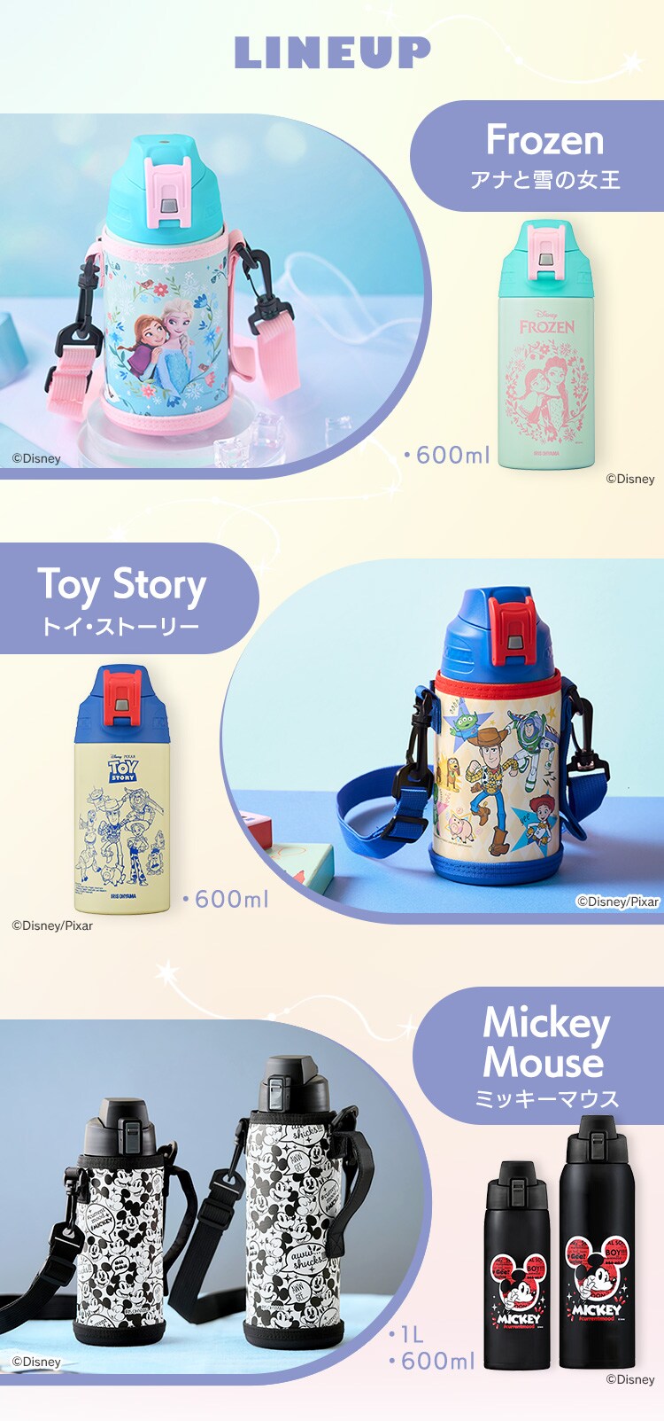 水筒 子供 1リットル 1L ステンレスボトル ワンタッチ キッズ 保冷 カバー付き 大容量 NDDB-1000 ミッキー1