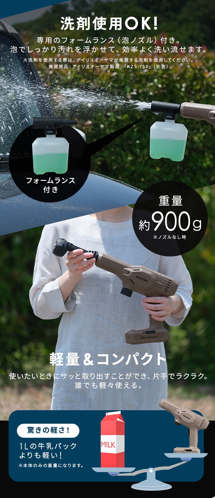 ☆RVBOX付き☆充電式ハンディウォッシャー JHW-102 ペールブラウン4