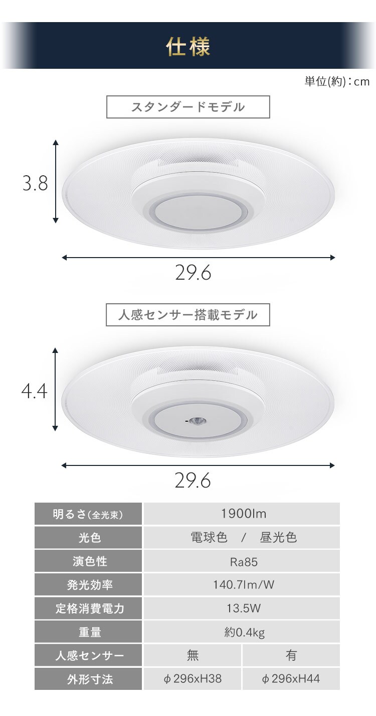 小型シーリングライト 導光板 1900lm 昼光色 SCL190D-P9