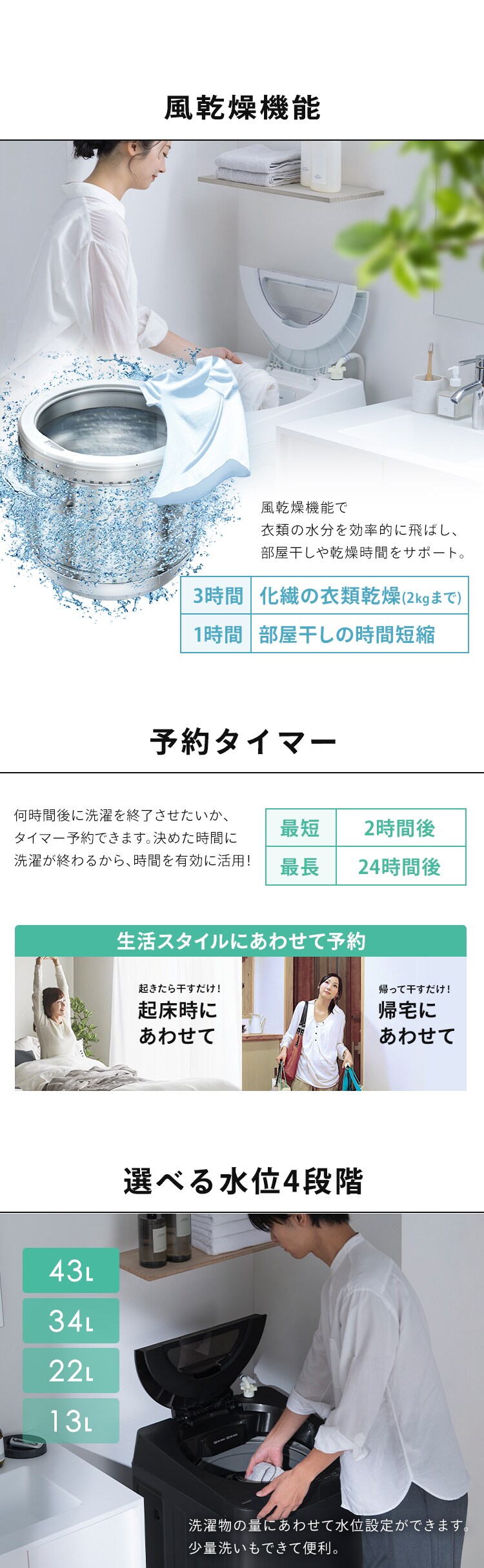 洗濯機 5kg 設置費込み OSH fit ガチ落ち極渦洗浄 ラクとれLOW設計 一人暮らし ITW-50B01-W ホワイト6