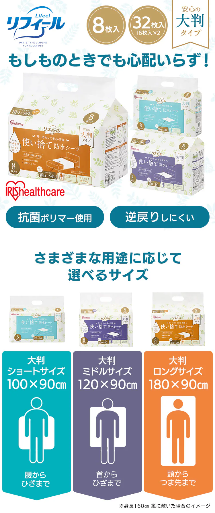 使い捨て防水シーツ大判タイプ ロングサイズ32枚入り 介護用品 防水シーツ 介護シーツ0