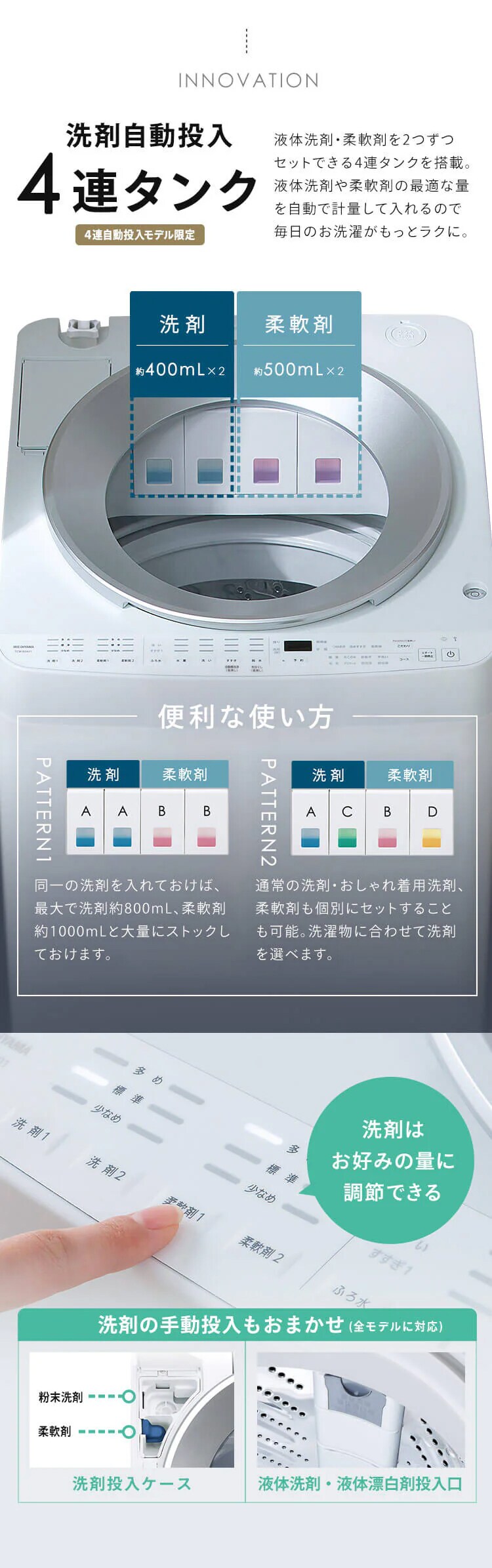 洗濯機 8kg OSH ガチ落ち極渦洗浄 省エネ 節水 ラクとれLOW設計 二人暮らし ファミリー向け ITW-80A 全3種3