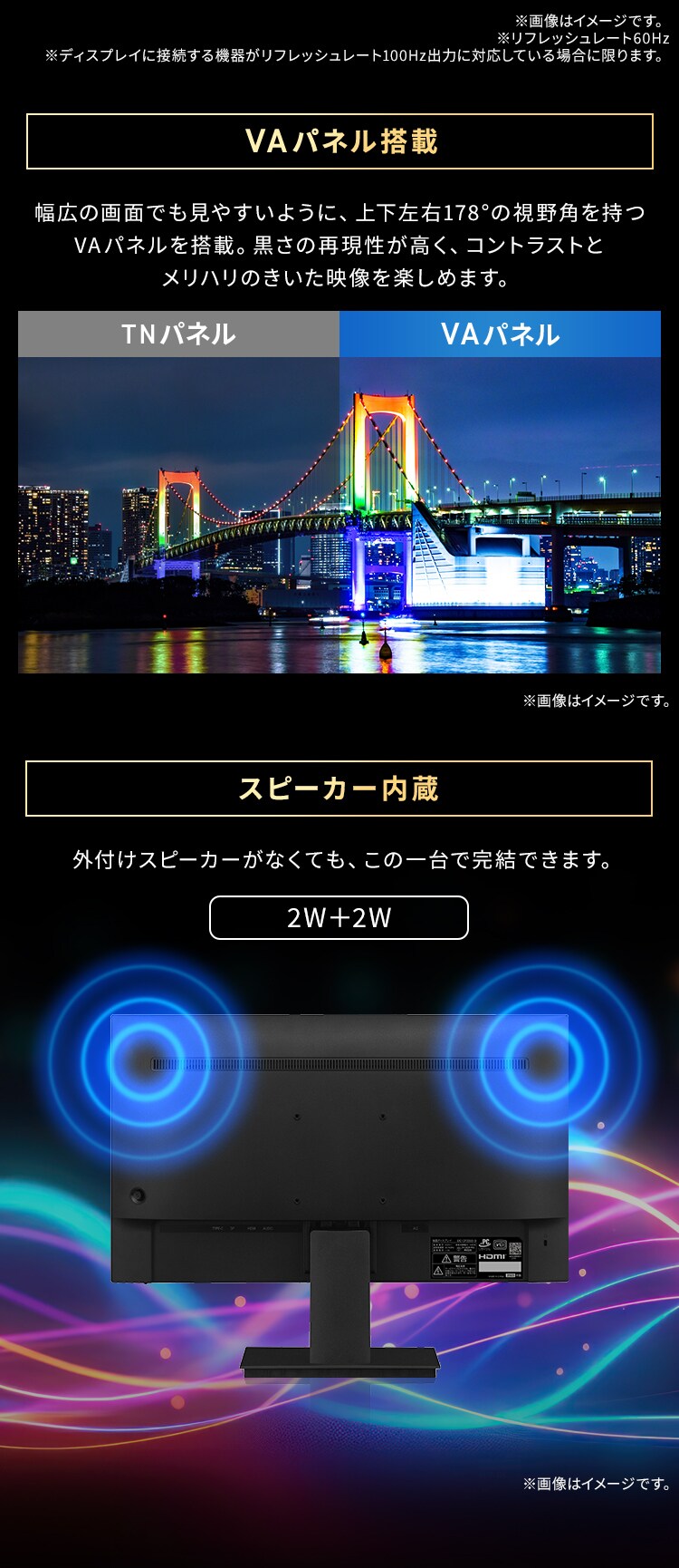 モニター 23.8インチ ディスプレイ LUCA Type-C対応 LUCA DC-CF235S-B ブラック5