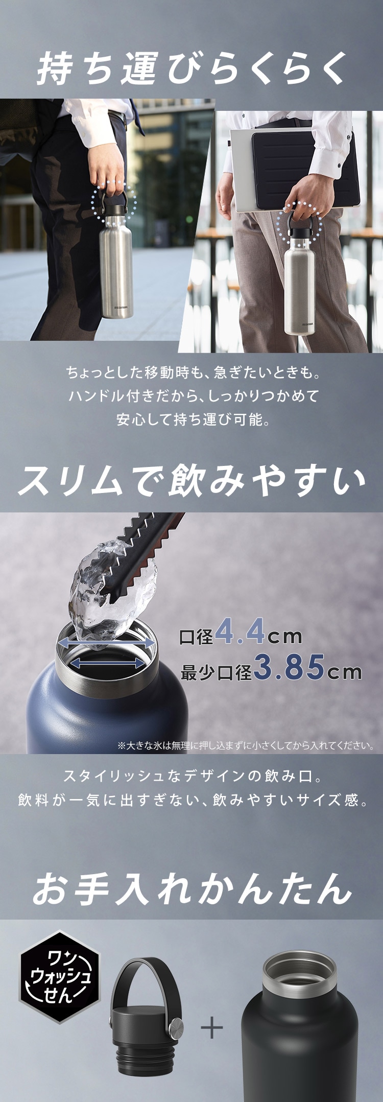 水筒 高保冷ステンレスマグボトル HCM-750 ネイビー アイリスオーヤマ