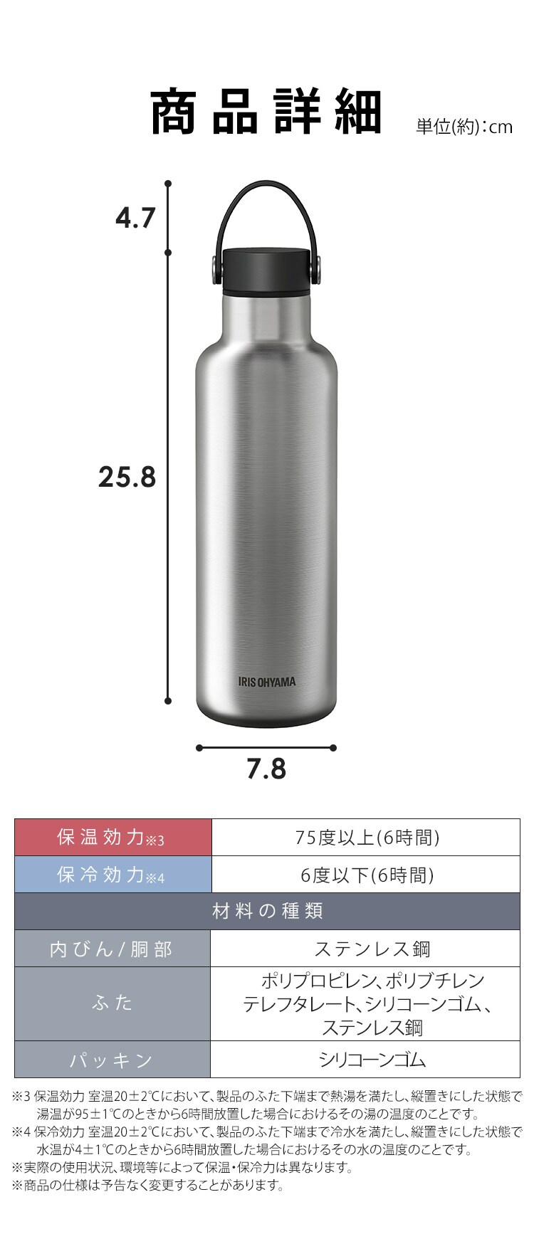 水筒 高保冷ステンレスマグボトル HCM-750 ダークグレー アイリスオーヤマ7