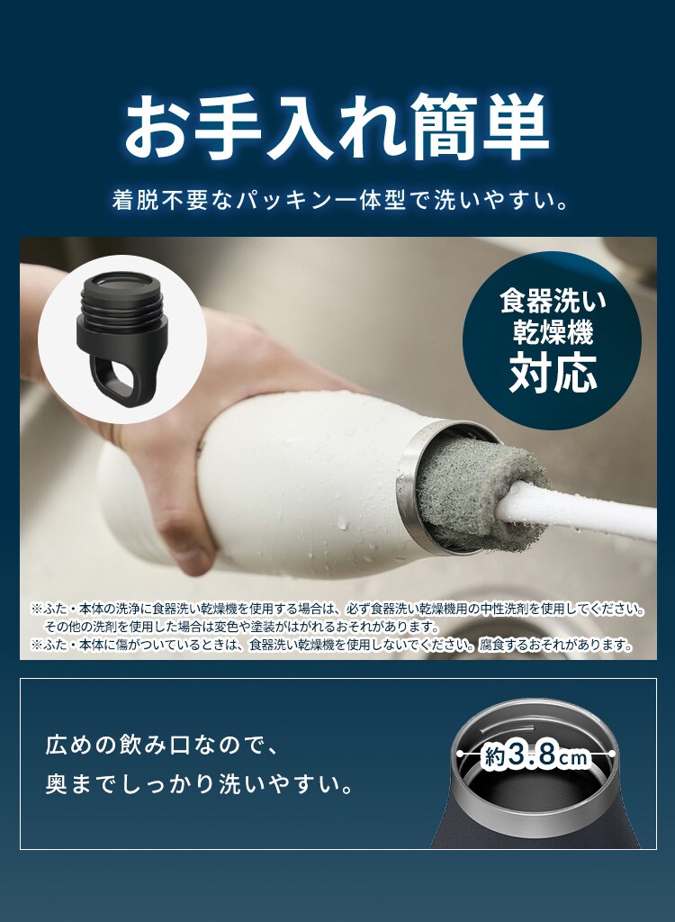真空断熱マグボトル 最大24時間保冷/18時間保温 500ml HUGEL HSB-500 チャコールグレー3