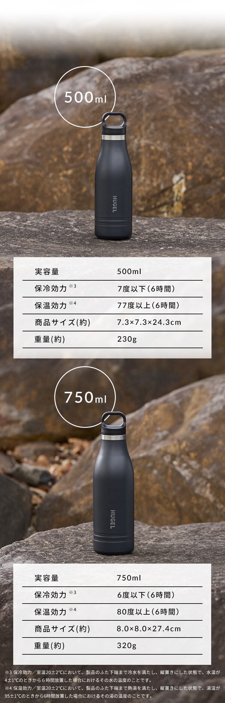 真空断熱マグボトル 最大24時間保冷/18時間保温 500ml HUGEL HSB-500 チャコールグレー7