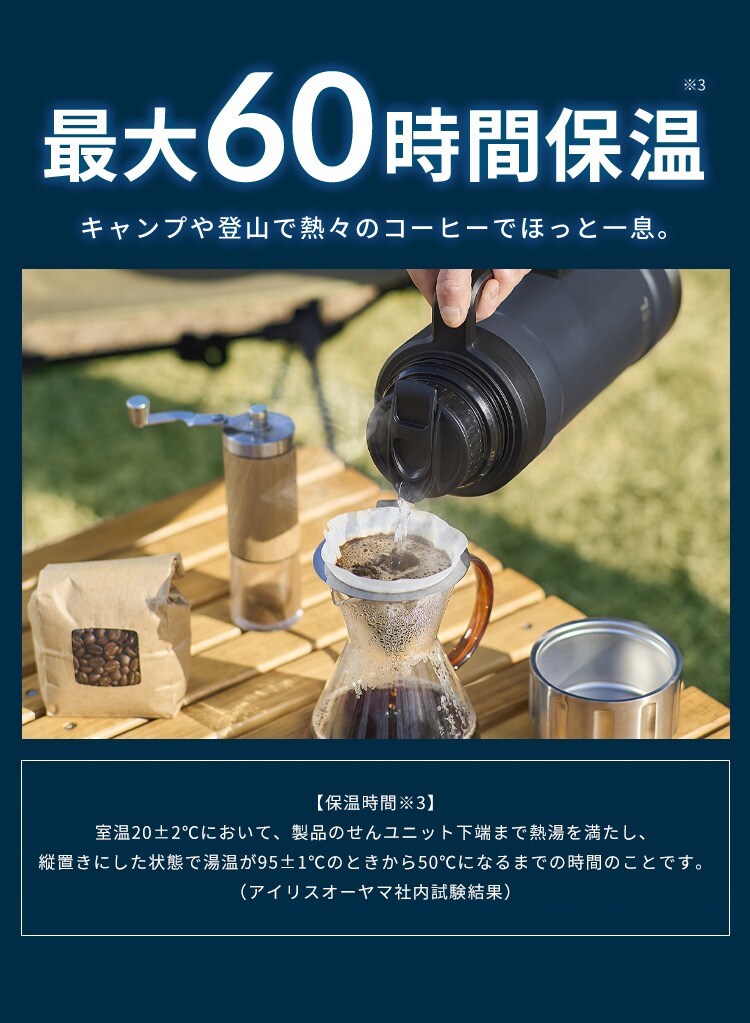 【10％OFF】真空断熱マグボトル 最大80時間保冷 /最大60時間保温 1900ml HSB-19003