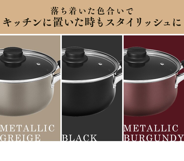 ダイヤモンドコート両手なべ20cm DCS-P20 ブラック2