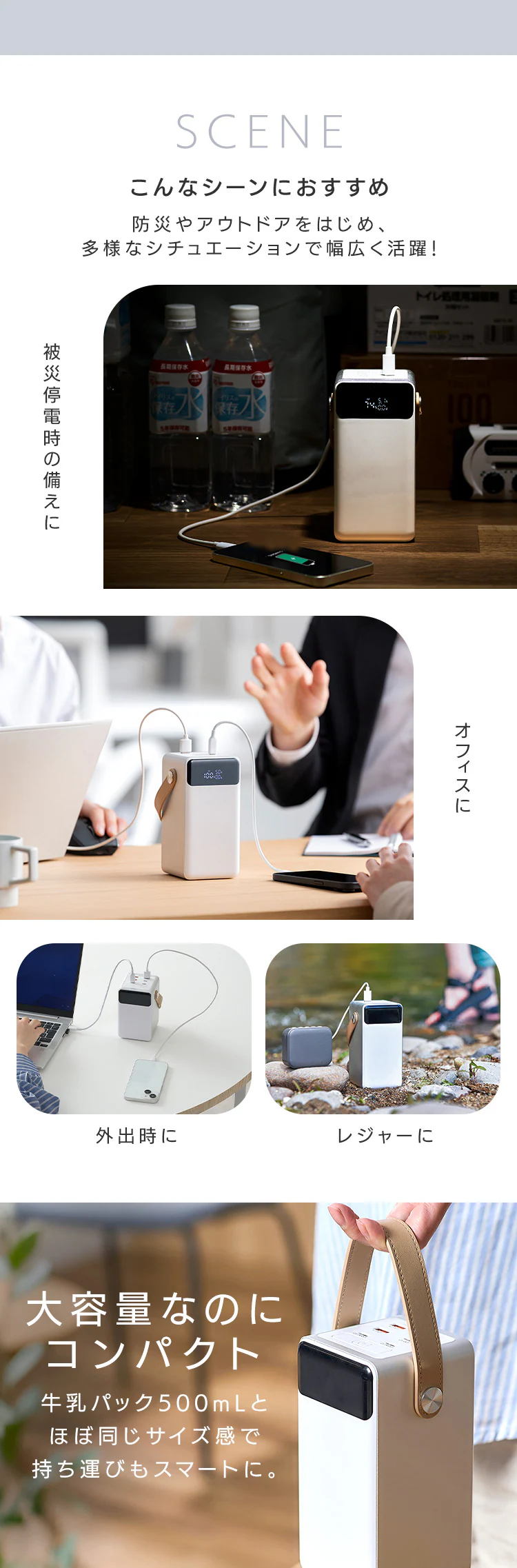 モバイルバッテリー 持ち運び充電器 大容量 60000mAh バッテリーステーション IBT-A60101-W ホワイト3