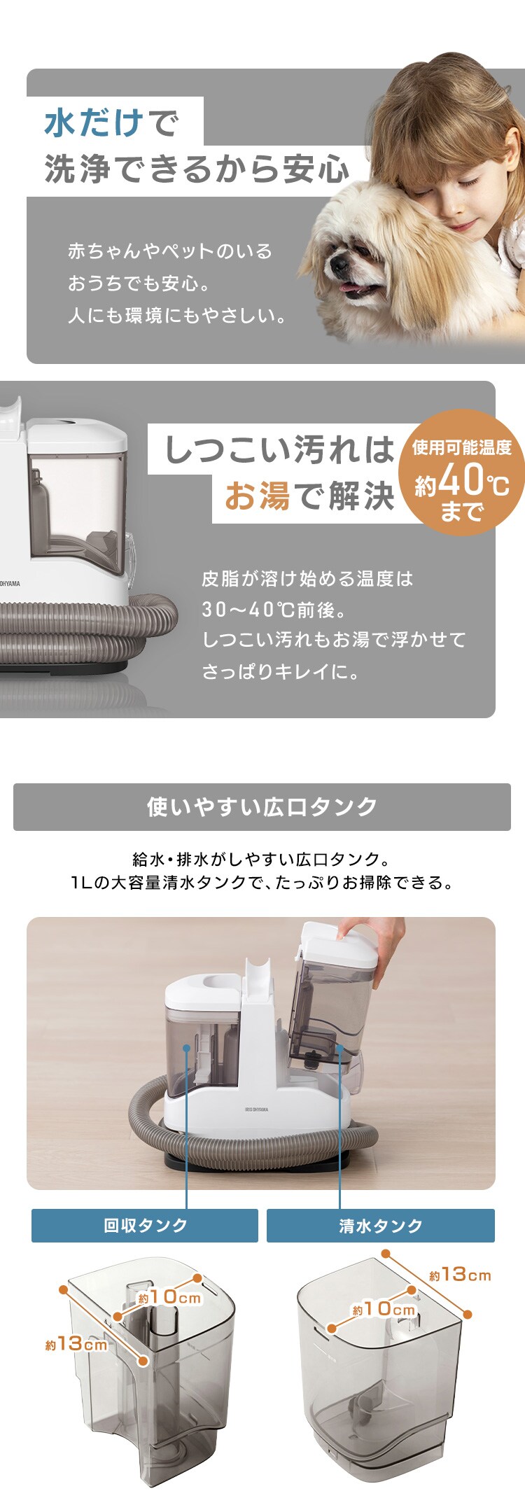 【専用洗浄液付き】リンサークリーナー 家庭用 カーペット ソファ 車シート 洗浄機 自動散水 シミ取り RNSH-P1014