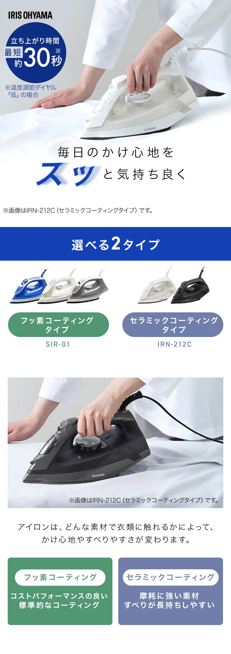 スチームアイロン IRN-212C-W ホワイト0