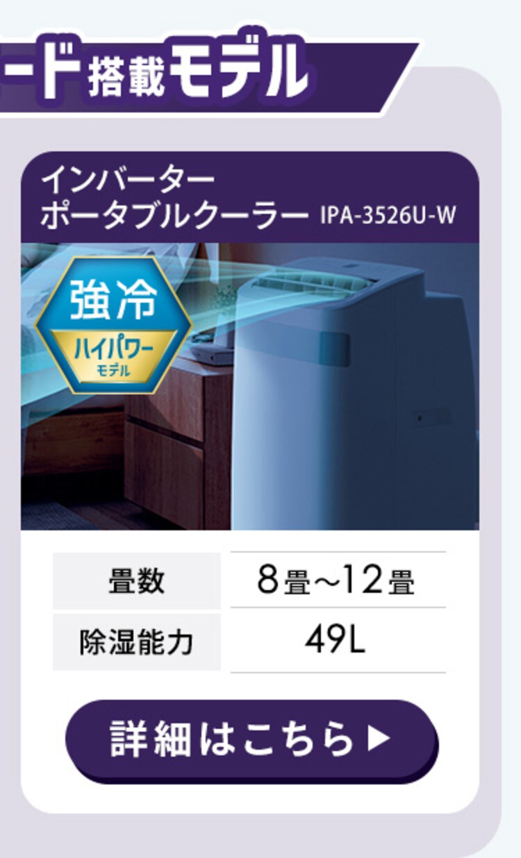 ポータブルクーラー 工事不要 インバーター搭載3.5kW IPA-3526U-W ホワイト14