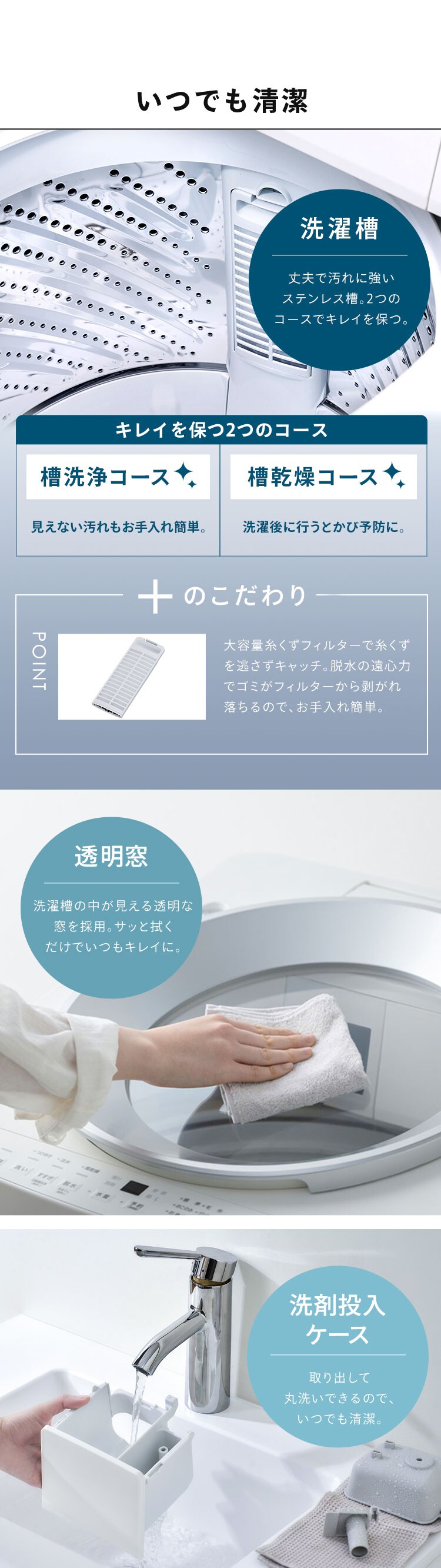 洗濯機 10kg 設置費込み OSH 2連タンク 洗剤自動投入 ガチ落ち極渦洗浄 省エネ 節水 ラクとれLOW設計 二人暮らし ファミリー向け ITW-F1003H-W ホワイト9