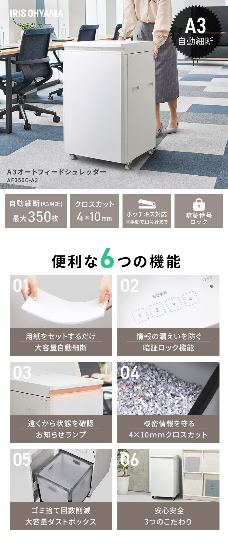 オートフィードシュレッダー AF350C-A3 ホワイト0