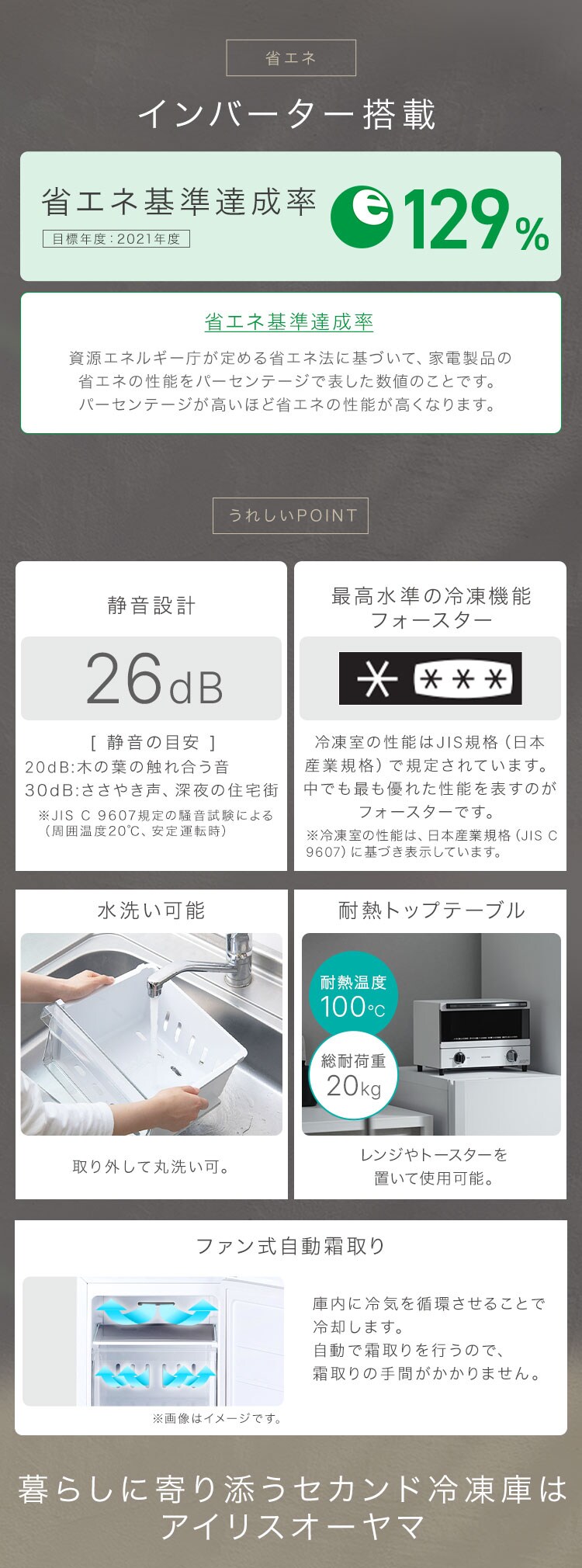 冷凍庫 80L 幅スリム 自動霜取り DESIGNERS EDITION IUGN-S8A-SG サンドグレージュ 【スキマックス】5
