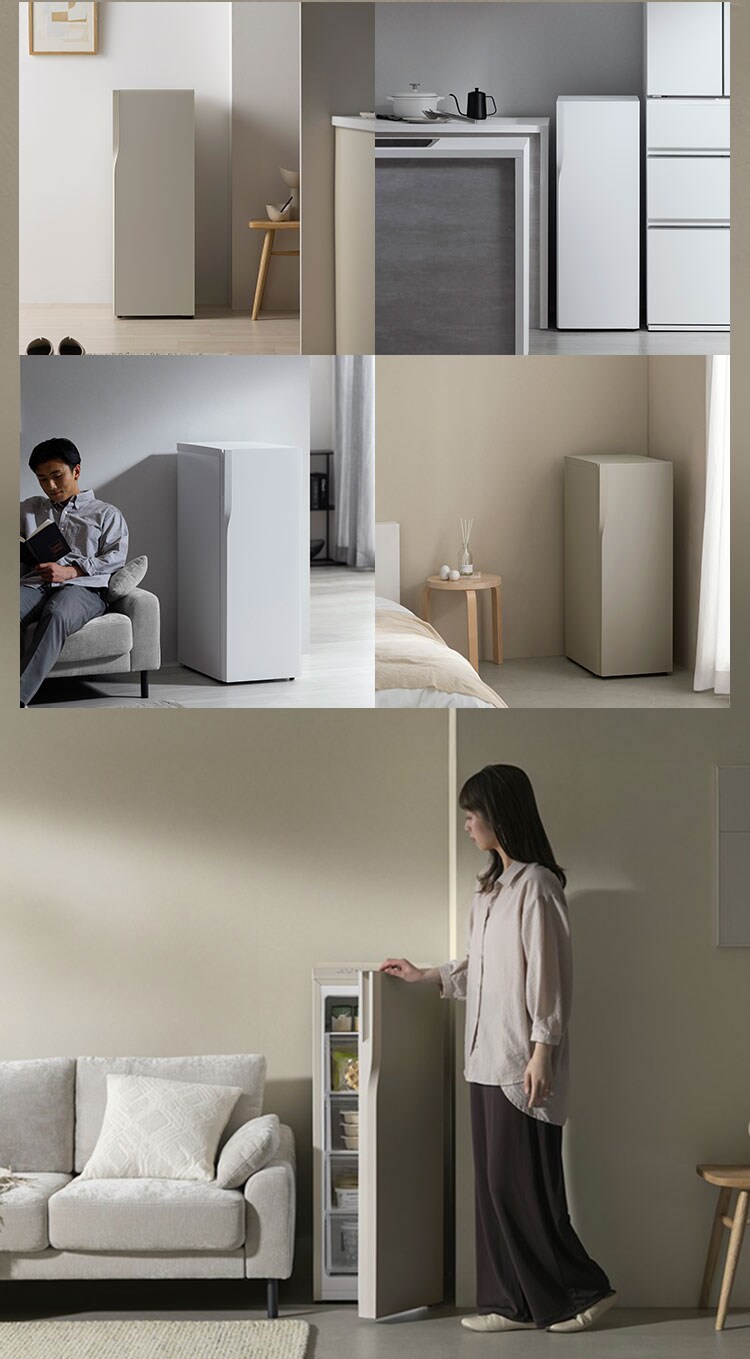 冷凍庫 80L 幅スリム 自動霜取り DESIGNERS EDITION IUGN-S8A-SG サンドグレージュ 【スキマックス】6