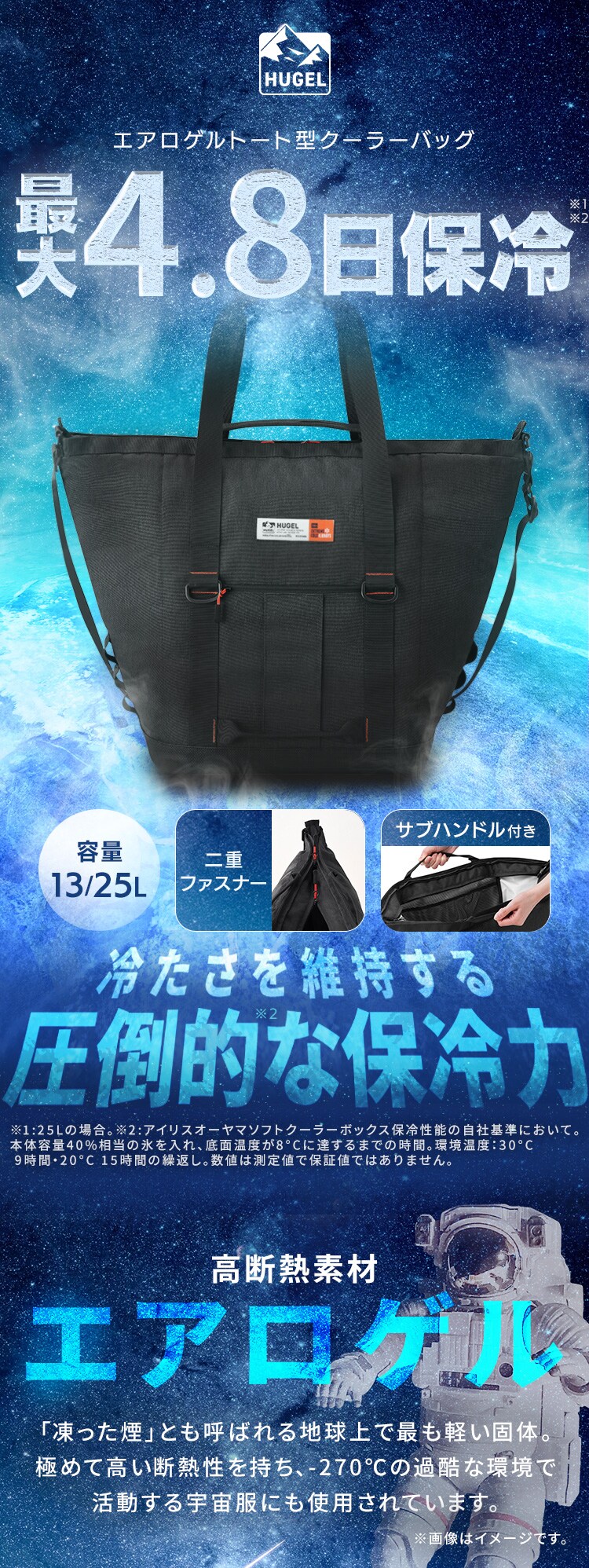 HUGEL エアロゲルトート型クーラーバッグ 13L AGSC-T13C チャコールグレー5