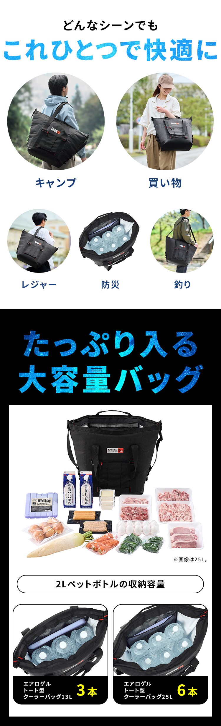 HUGEL エアロゲルトート型クーラーバッグ 13L AGSC-T13C チャコールグレー10