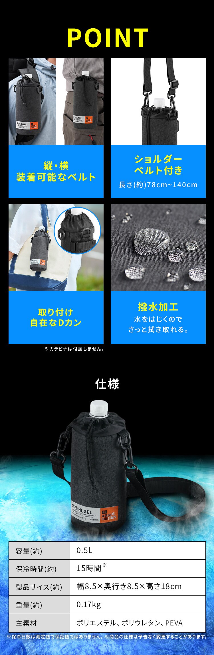 ＨＵＧＥＬ エアロゲルボトルケース AGSC-B05C チャコールグレー8