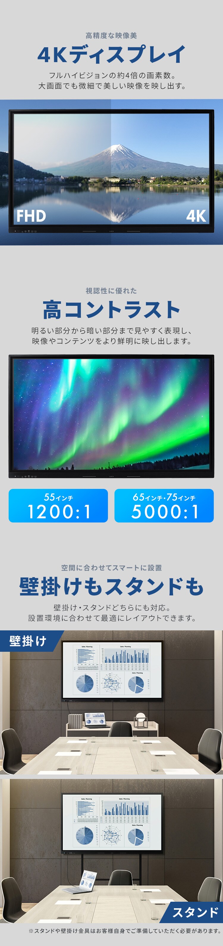 モニター 65インチ ディスプレイ 大型 DO-FU656U-B ブラック4