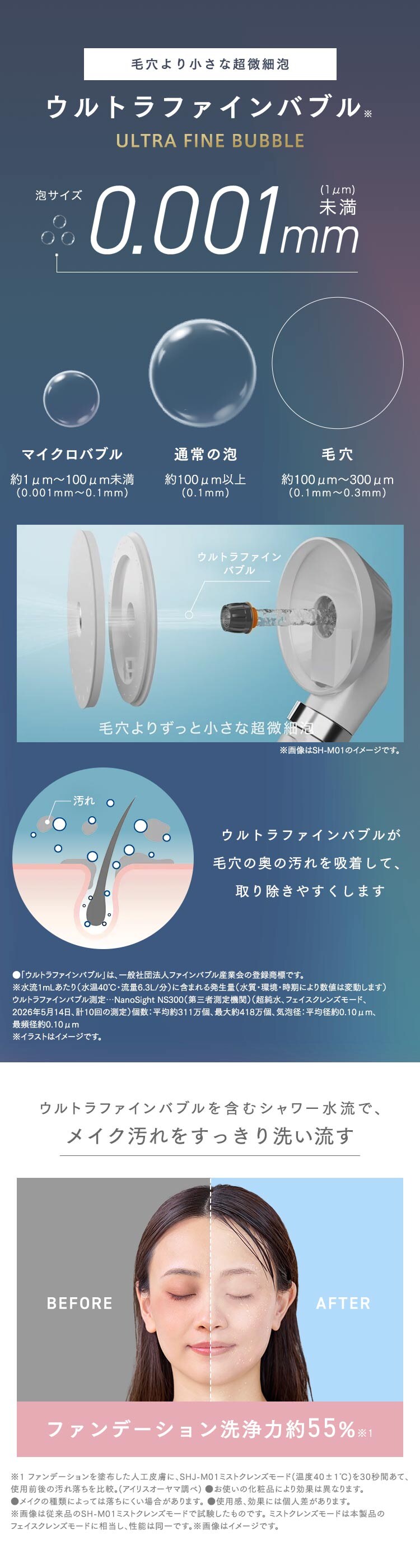 ウルトラファインバブルクレンジングシャワーヘッド  SHS-M01-S プラチナモーヴ4