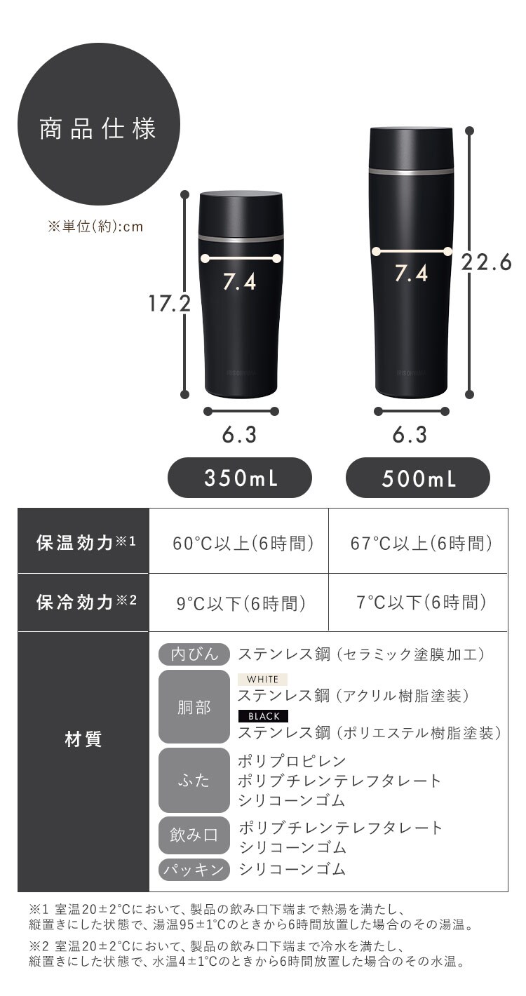 飲み物の味が変わりにくい♪ セラミックコーティングマグボトル 350ml CMSS-350 ブラック5