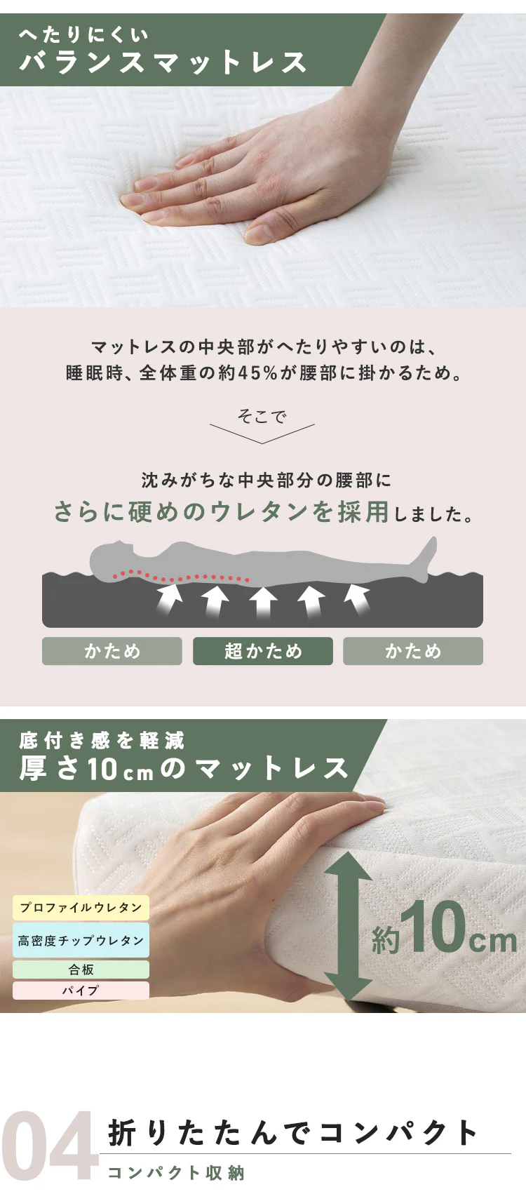 折りたたみ電動リクライニングベッド  OTB-BDH-R ホワイト7