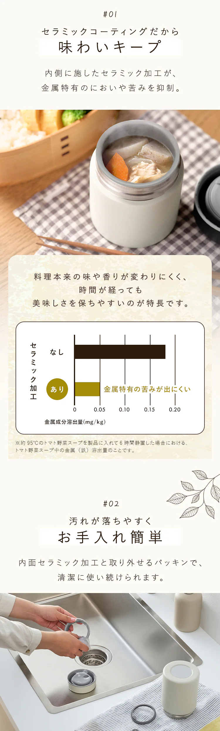 セラミックコーティングスープジャー 400ml CSJ-400 ホワイト1