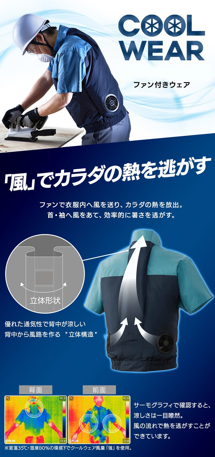 クールウェア WORK 半袖 CHW-M02-G Mグリーン2