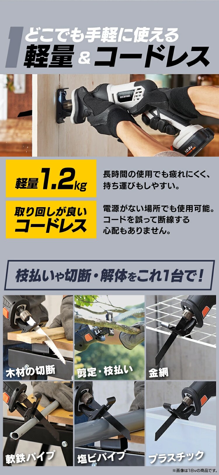  【2点セット】 電動ノコギリ レシプロソー JRS13-Z + スティッククリーナー 掃除機 JCL108 10.8V 充電式2