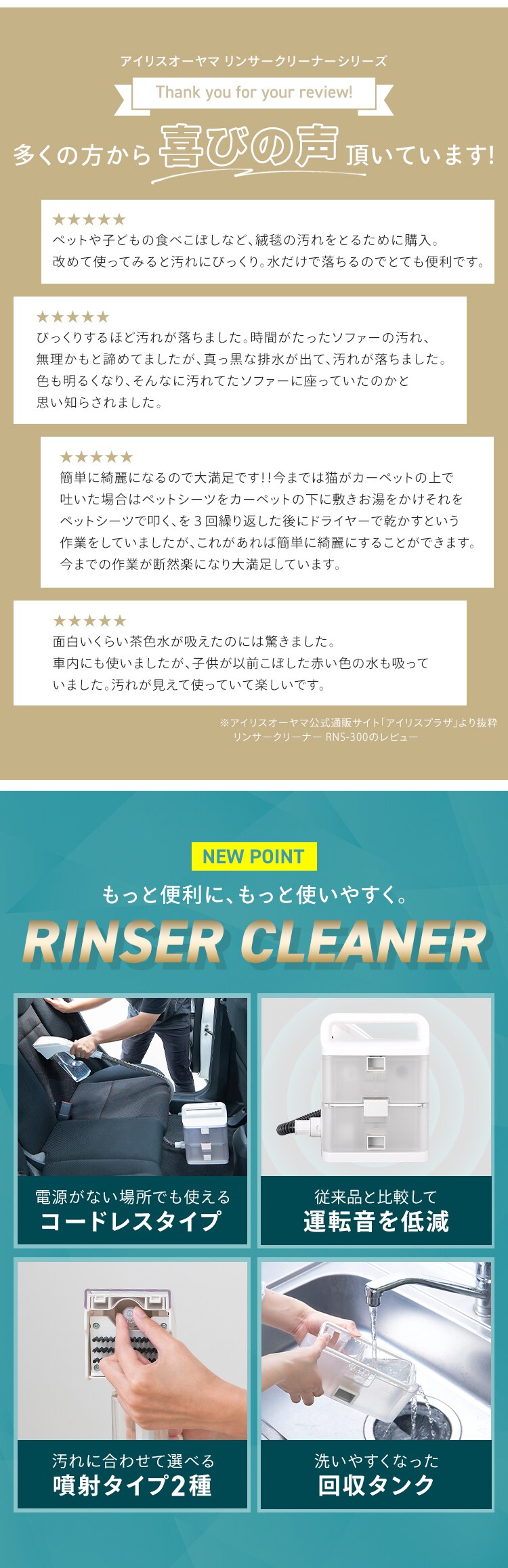【コードレス】リンサークリーナー 家庭用 カーペット ソファ 車シート 洗浄機 水洗い シミ取り バッテリー2個付 RNSK-B400D-W2