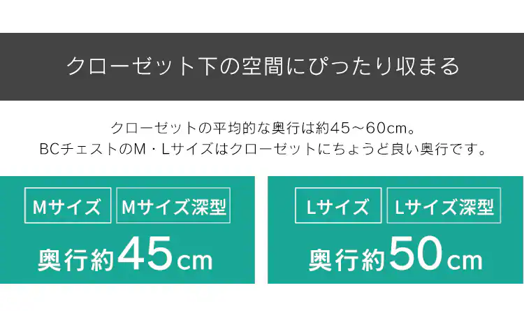 【2個セット】 収納ケース ホワイト/クリア 深型 クローゼット 引き出し ベッド下収納 BC-MD 3